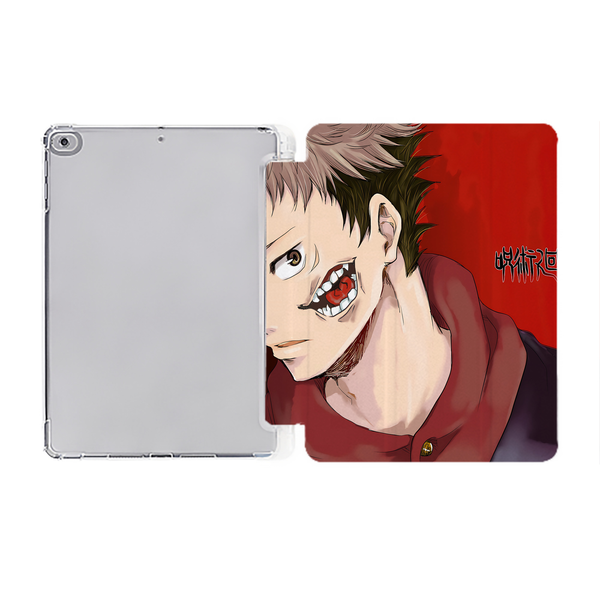 （画像用） 呪術廻戦 Jujutsu Kaisen IPad ケース ペン収納付き 三つ折りスタンド PUレザー×シリコン 対応機種9.5/10.5/10.9インチ